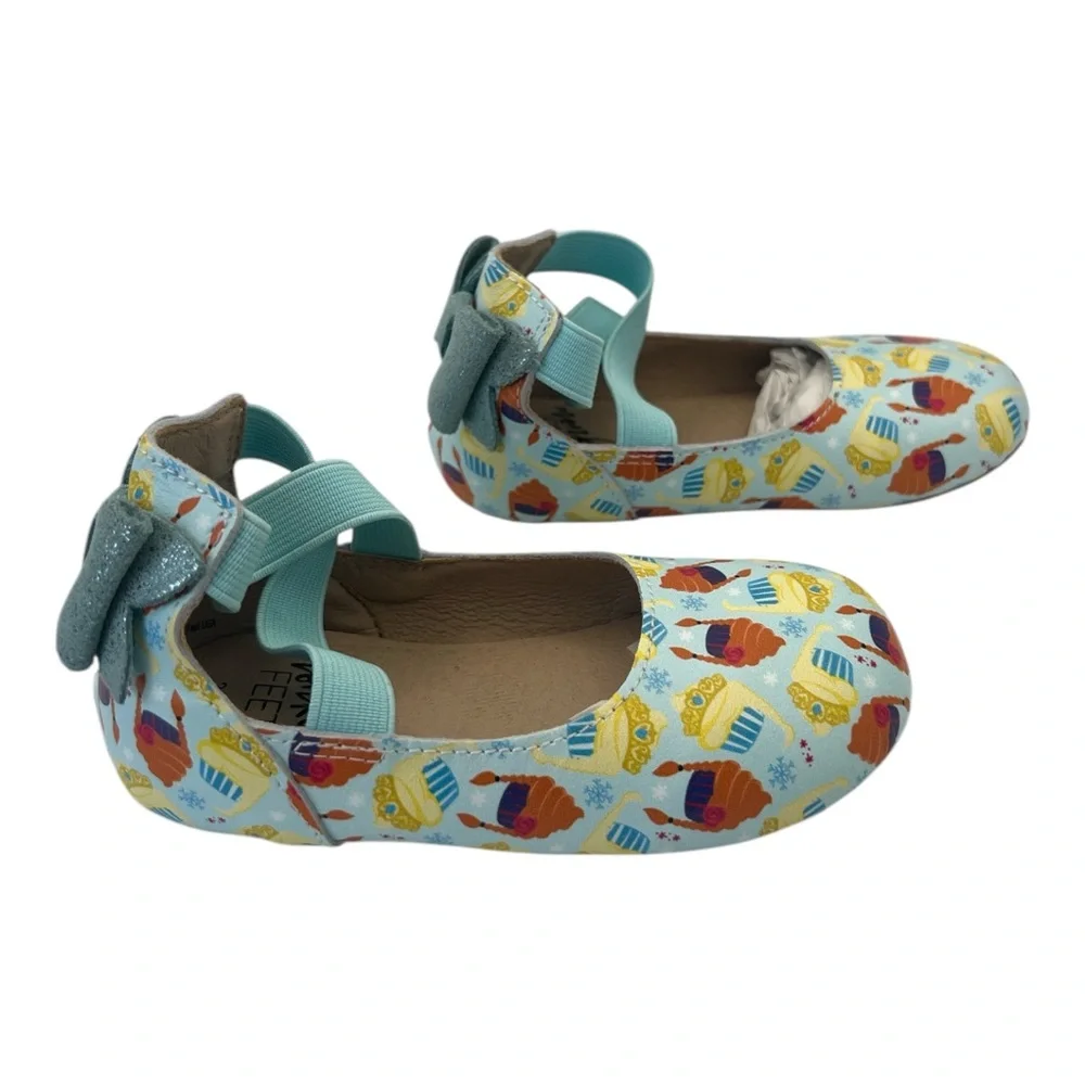 Monkey Feet Girl Toddler Cupcake MaryJanes Bow Colorful Patterned Shoes Sz‎ 2-3Y